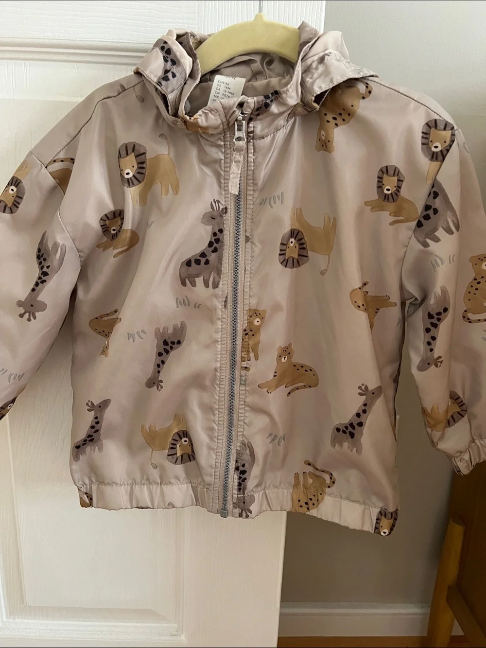 Kids' Animal Print Light Hooded/raincoat jacket - Beige/Tan